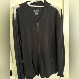 C by Bloomingdale’s cashmere zip sweater with striped sleeve XL